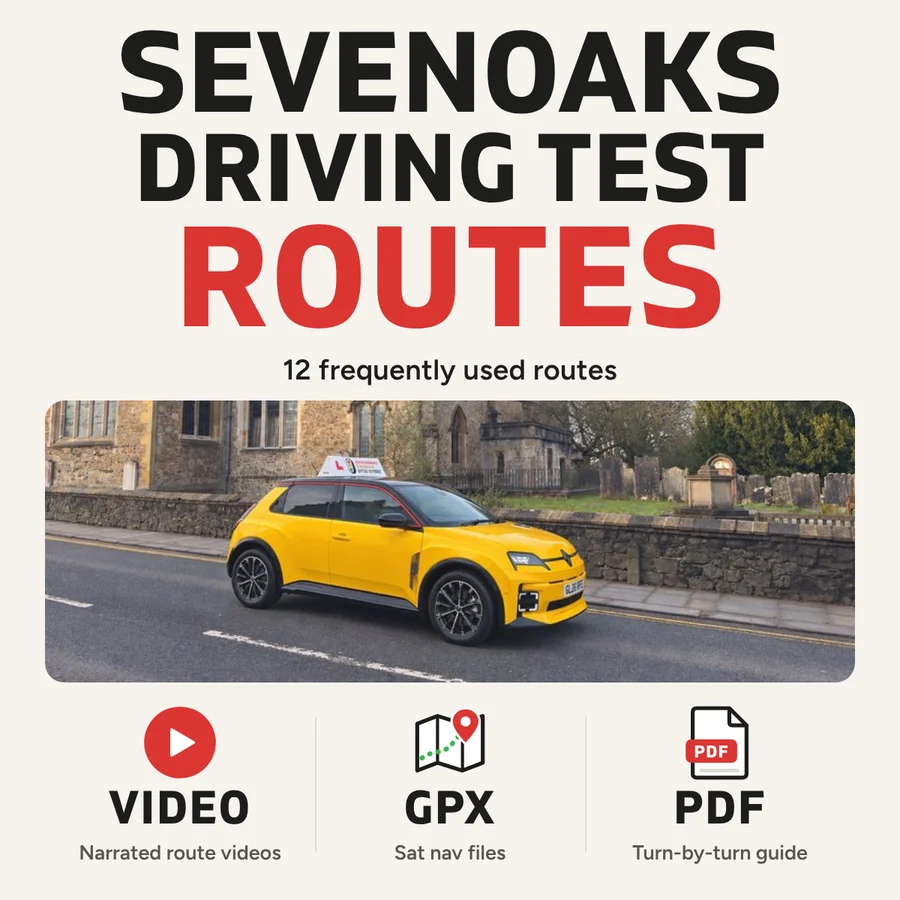 Sevenoaks Driving Test Routes: 12 frequently used routes, with narrated route videos, GPX sat nav files and a PDF turn-by-turn guide