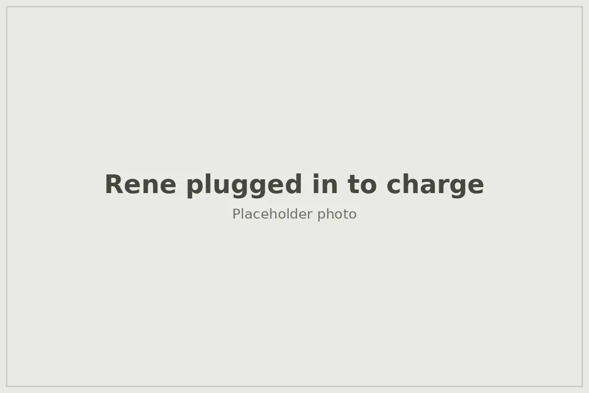 Rene, Geoff's electric Renault 5, plugged in to charge